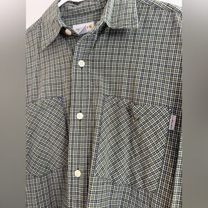 Carhartt Green and Navy Checkered Button-Down Shirt